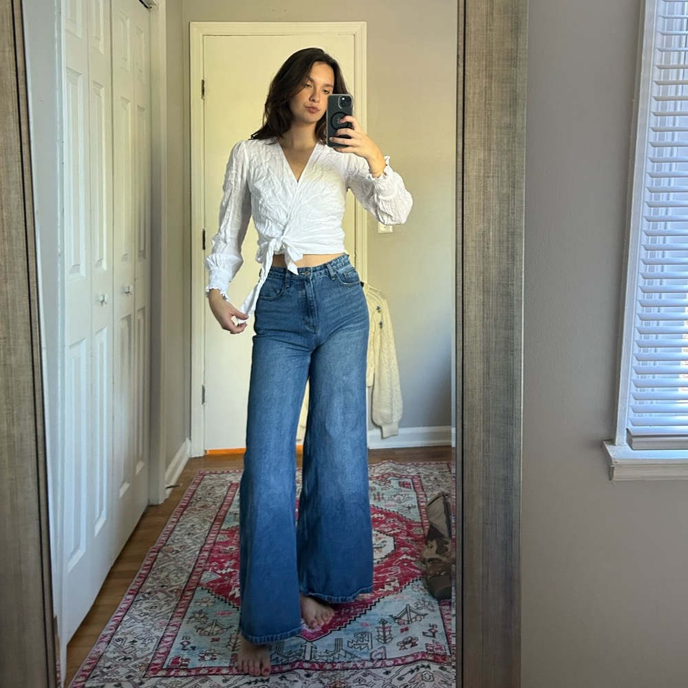 White Flowy Top